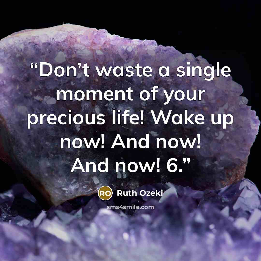 “Don’t waste a single moment of your precious life! Wake up now! And now! And now! 6.” quote by Ruth Ozeki