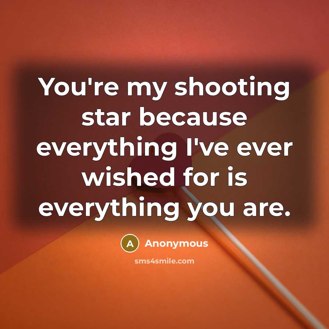“You're my shooting star because everything I've ever wished for is everything you are.” quote by Anonymous