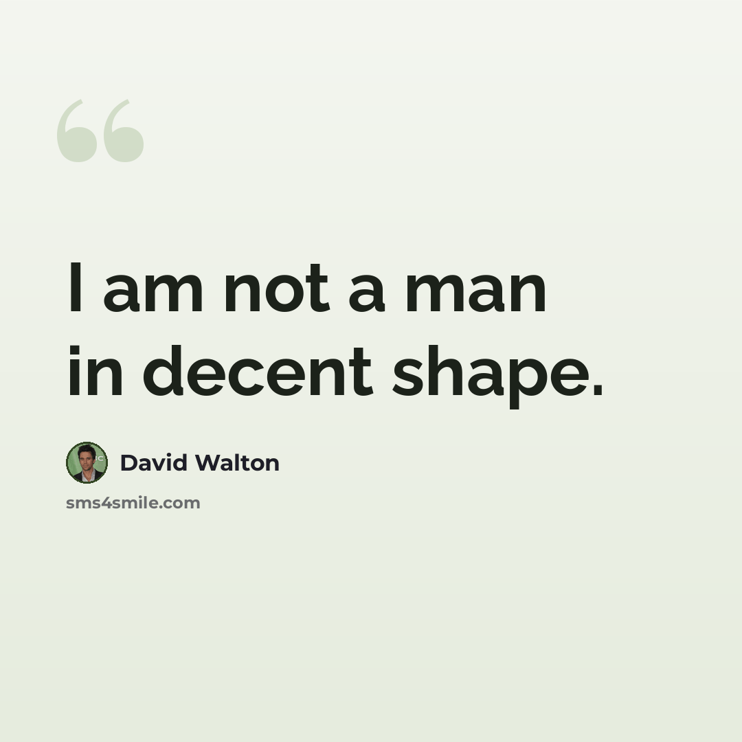 “I am not a man in decent shape.” quote by David Walton