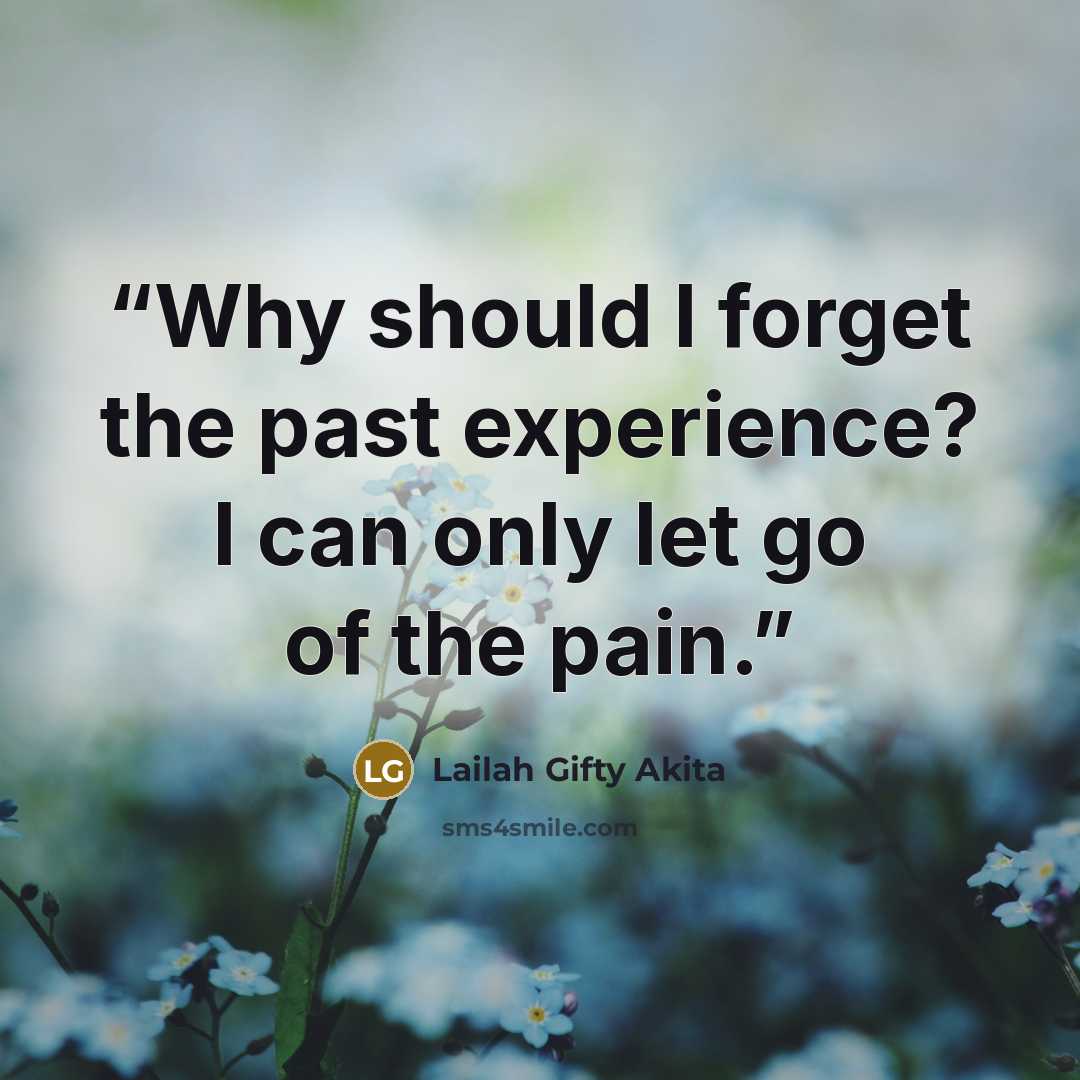 “Why should I forget the past experience? I can only let go of the pain.” quote by Lailah Gifty Akita