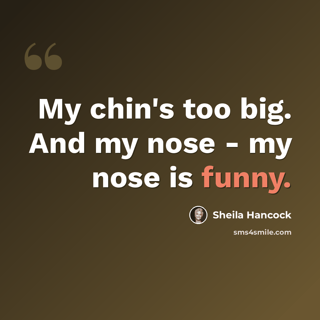 “My chin's too big. And my nose - my nose is funny.” quote by Sheila Hancock