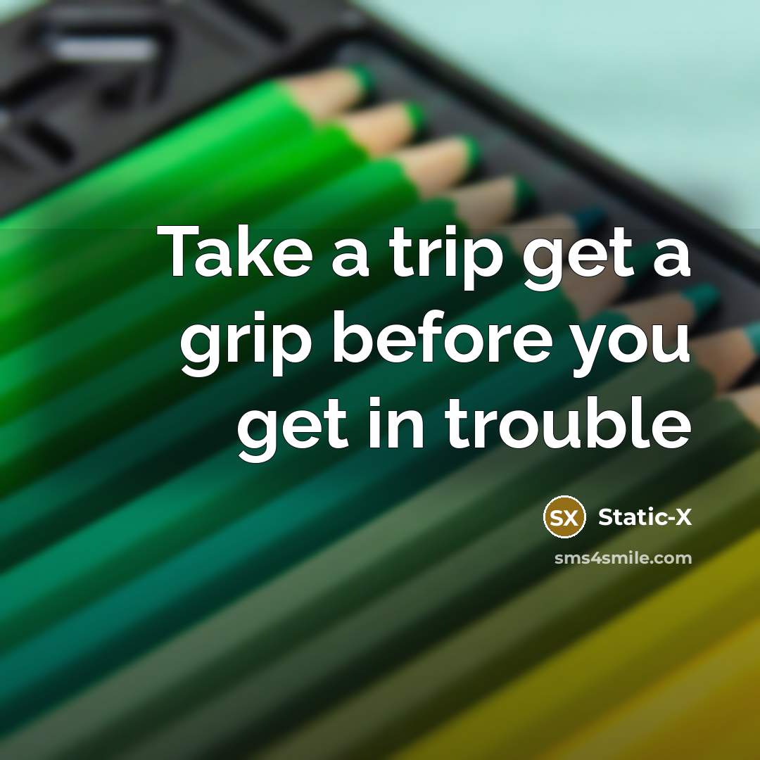 “Take a trip get a grip before you get in trouble” quote by Static-X