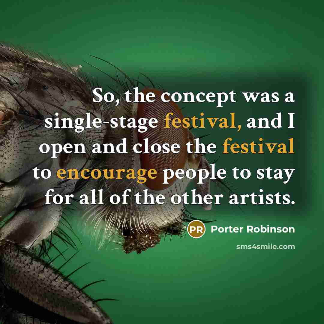 “So, the concept was a single-stage festival, and I open and close the festival to encourage people to stay for all of the other artists.” quote by Porter Robinson