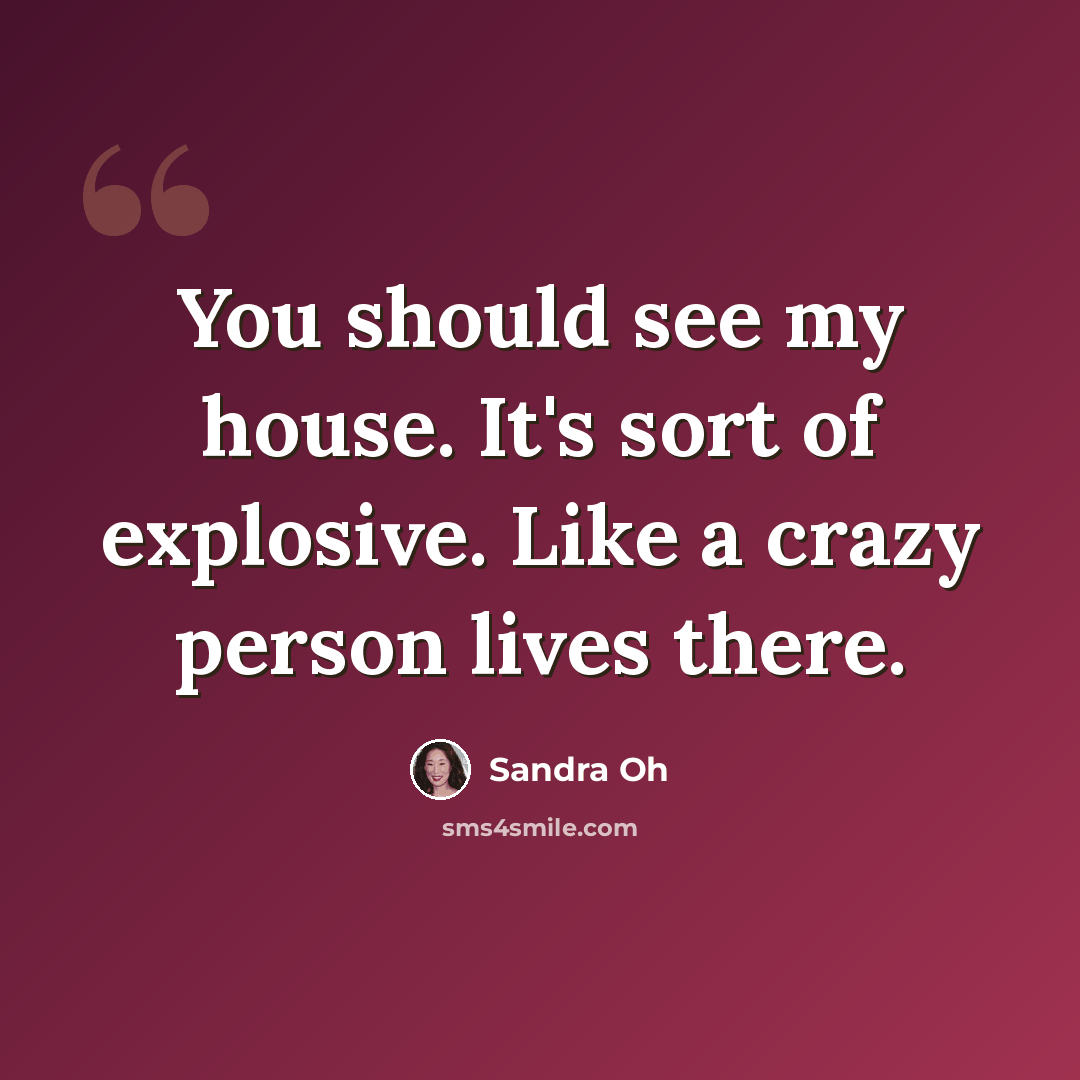 “You should see my house. It's sort of explosive. Like a crazy person lives there.” quote by Sandra Oh