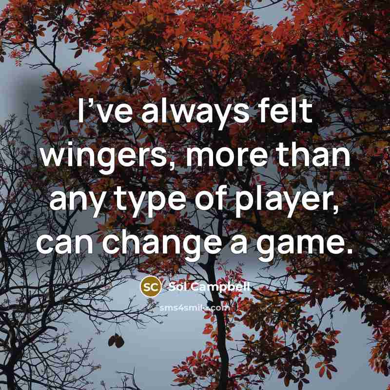 “I've always felt wingers, more than any type of player, can change a game.” quote by Sol Campbell