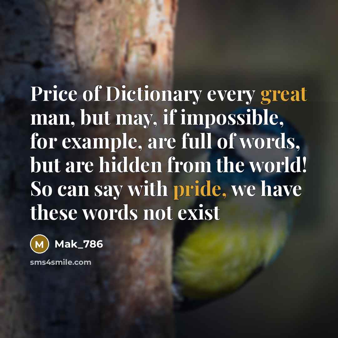 “Price of Dictionary every great man, but may, if impossible, for example, are full of words, but are hidden from the world! So can say with pride, we have these words not exist” quote by Mak_786