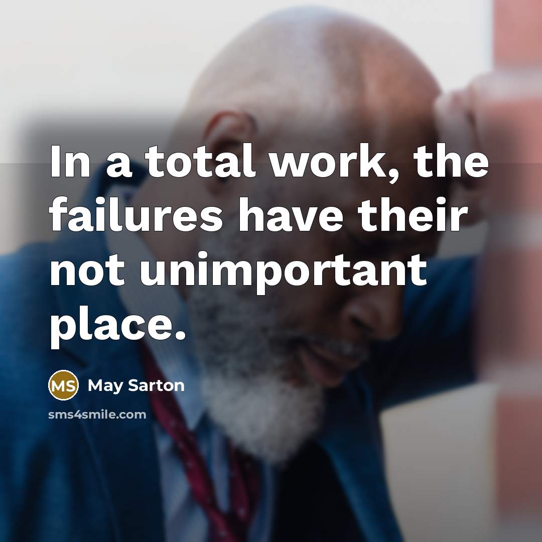 “In a total work, the failures have their not unimportant place.” quote by May Sarton