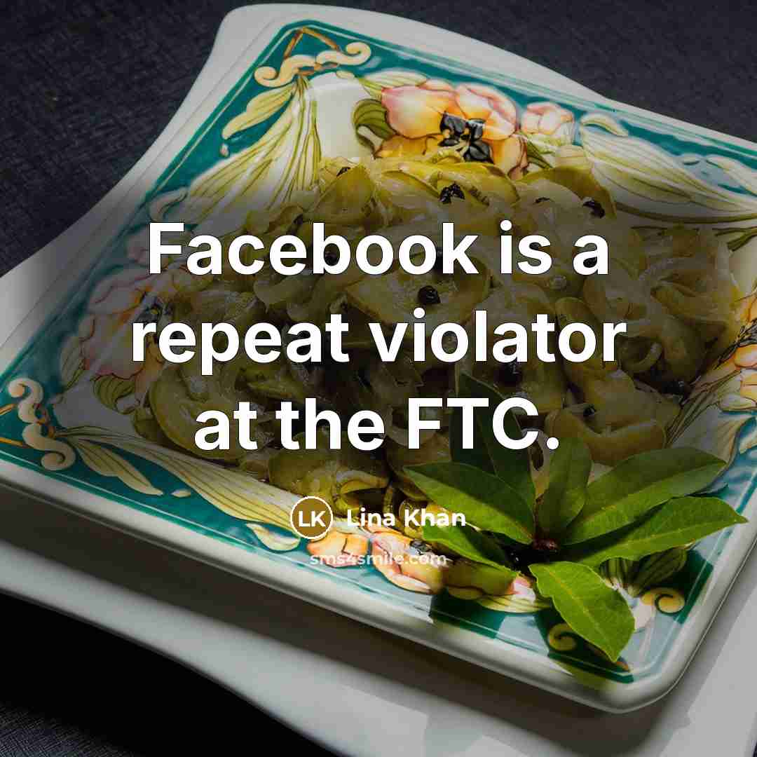 “Facebook is a repeat violator at the FTC.” quote by Lina Khan