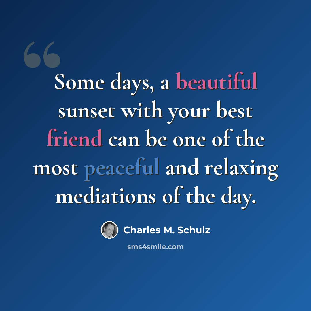 “Some days, a beautiful sunset with your best friend can be one of the most peaceful and relaxing mediations of the day.” quote by Charles M. Schulz