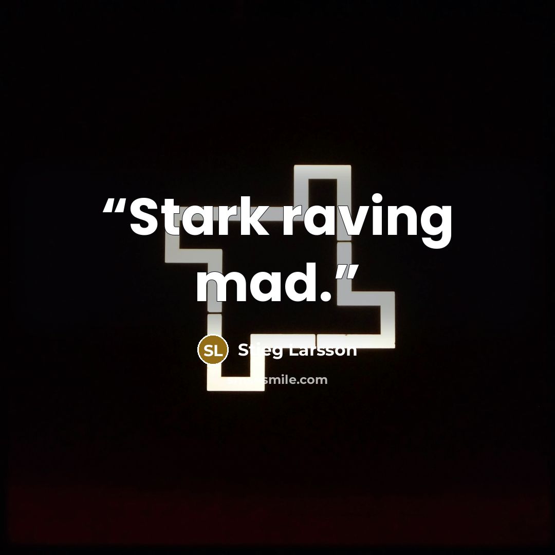 “Stark raving mad.” quote by Stieg Larsson