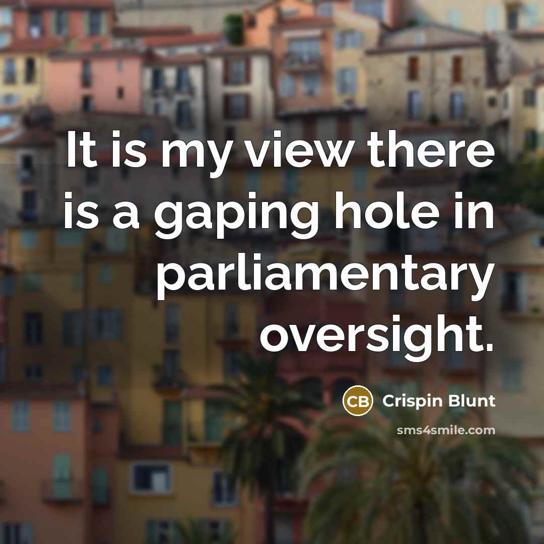 “It is my view there is a gaping hole in parliamentary oversight.” quote by Crispin Blunt