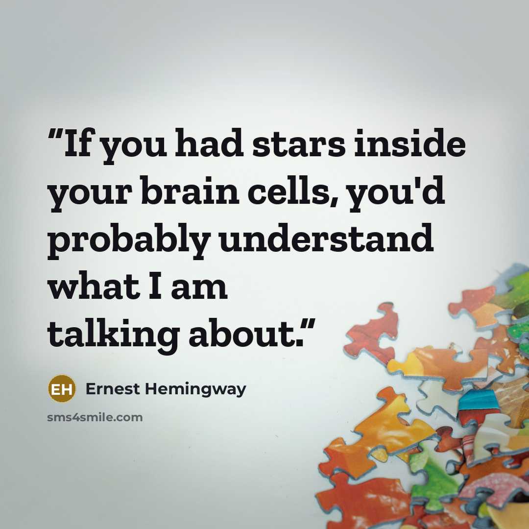 “If you had stars inside your brain cells, you'd probably understand what I am talking about.” quote by Ernest Hemingway