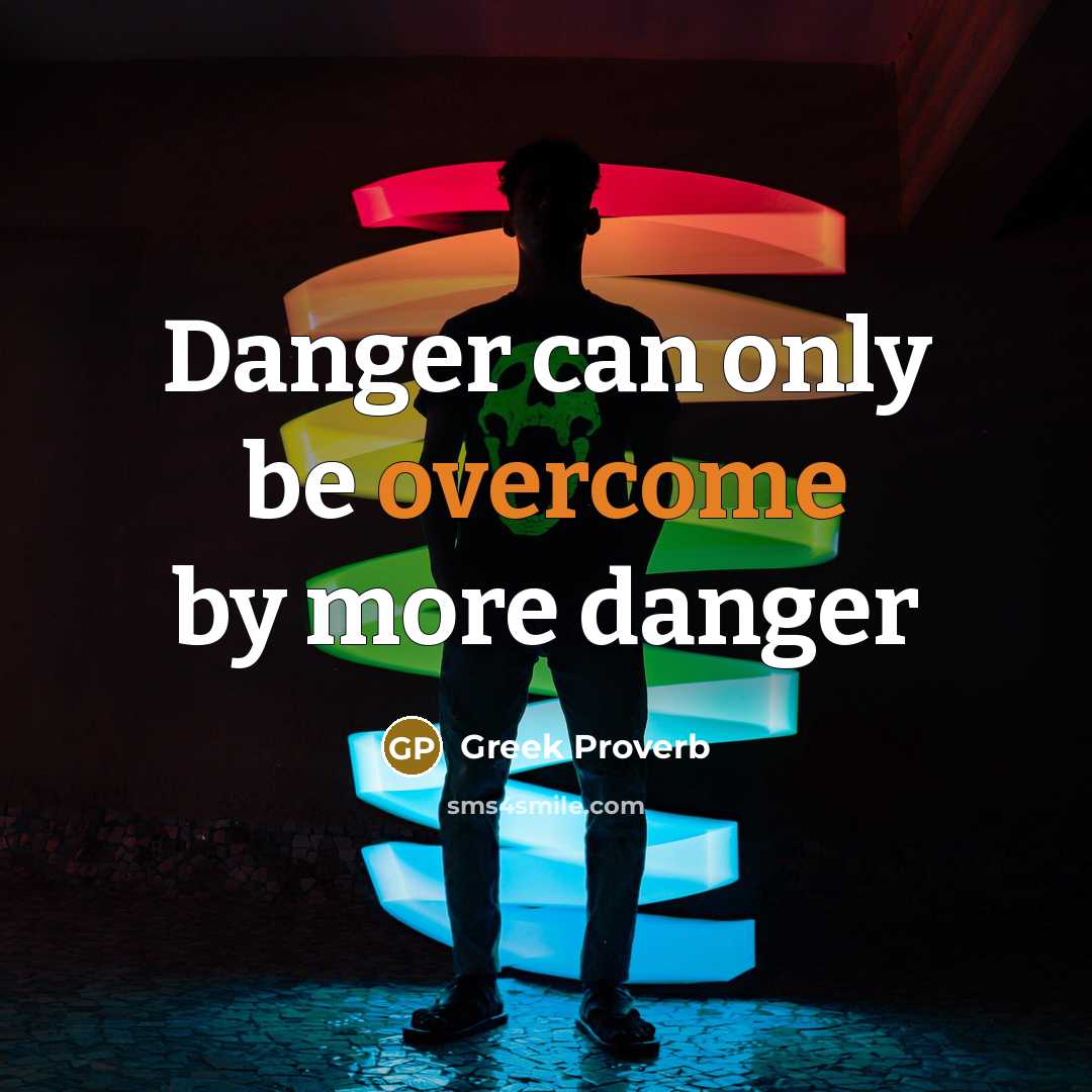 “Danger can only be overcome by more danger” quote by Greek Proverb