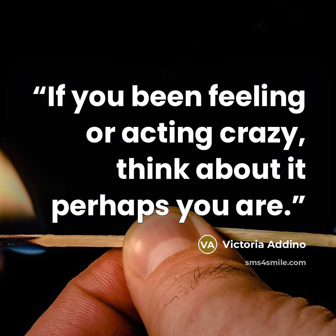 “If you been feeling or acting crazy, think about it perhaps you are.” quote by Victoria Addino