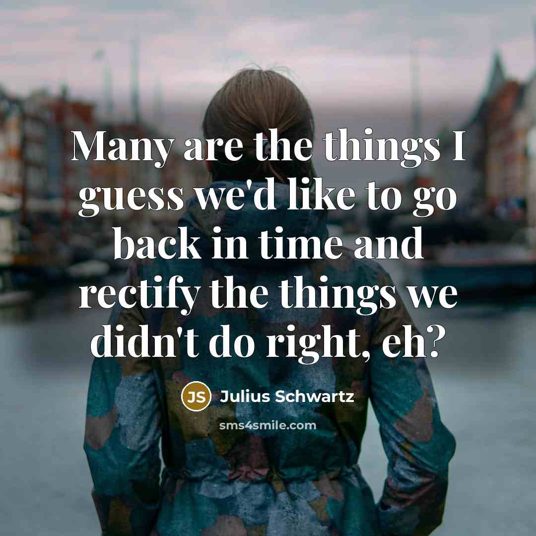 “Many are the things I guess we'd like to go back in time and rectify the things we didn't do right, eh?” quote by Julius Schwartz