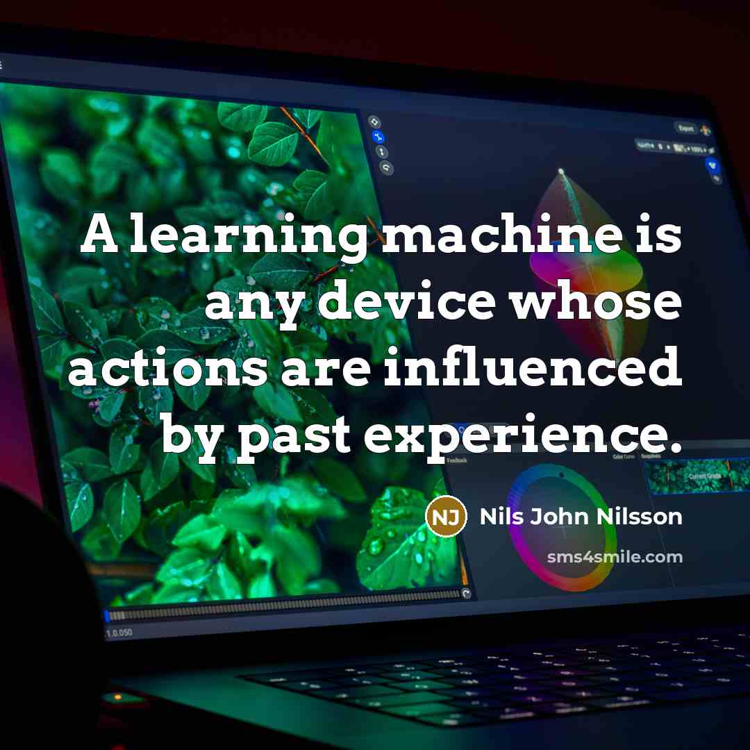 “A learning machine is any device whose actions are influenced by past experience.” quote by Nils John Nilsson