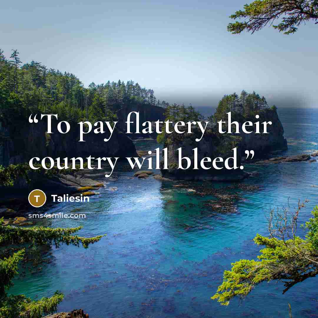 “To pay flattery their country will bleed.” quote by Taliesin