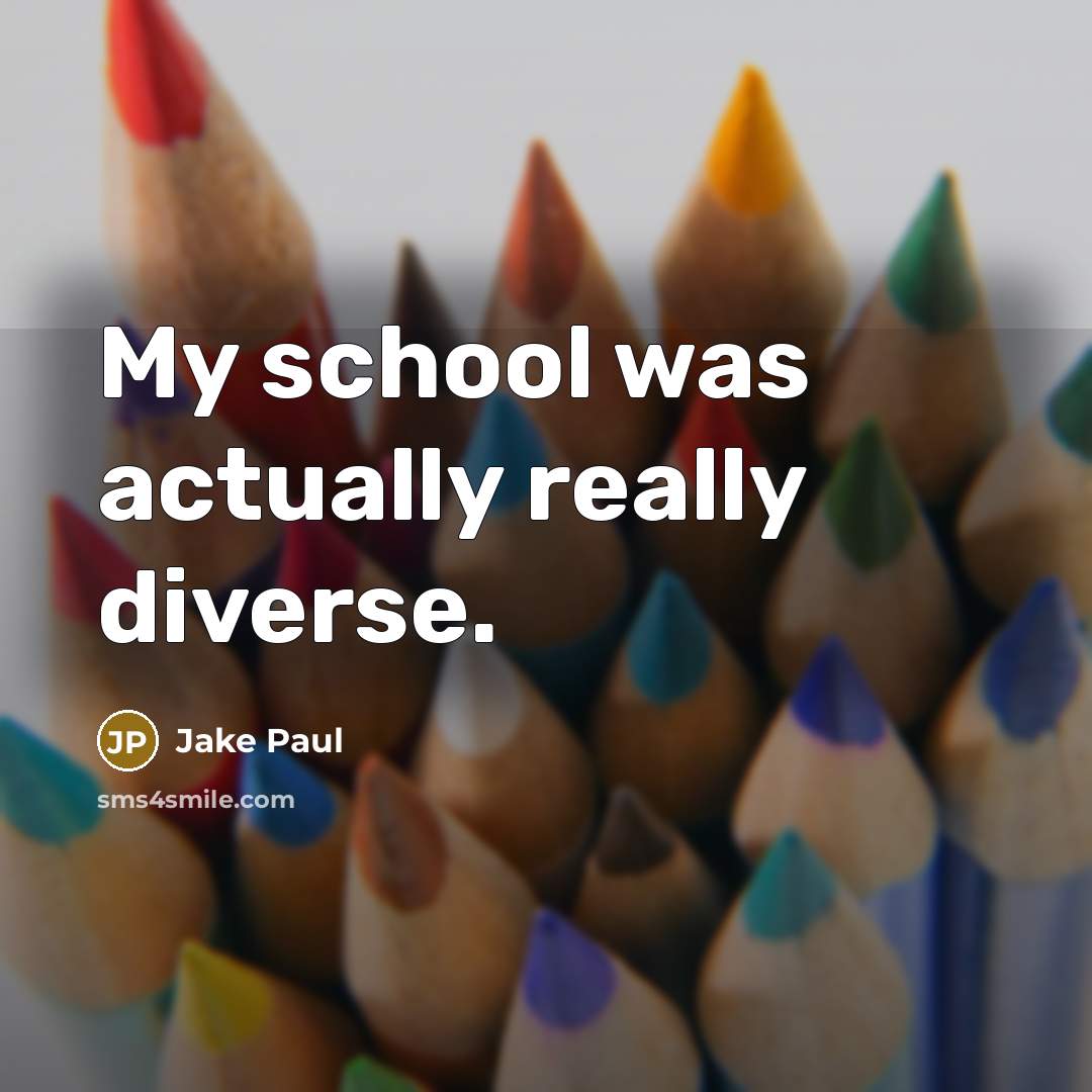 “My school was actually really diverse.” quote by Jake Paul