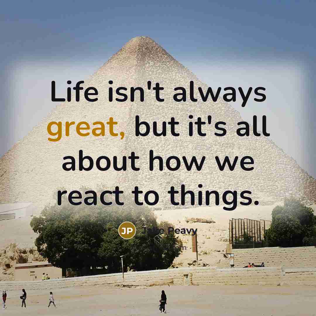“Life isn't always great, but it's all about how we react to things.” quote by Jake Peavy
