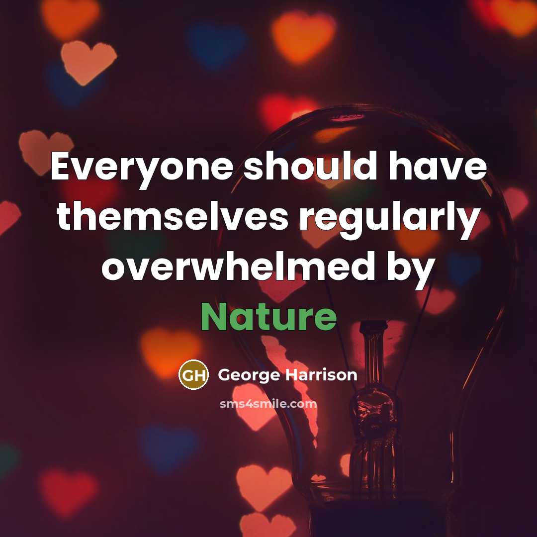 “Everyone should have themselves regularly overwhelmed by Nature” quote by George Harrison