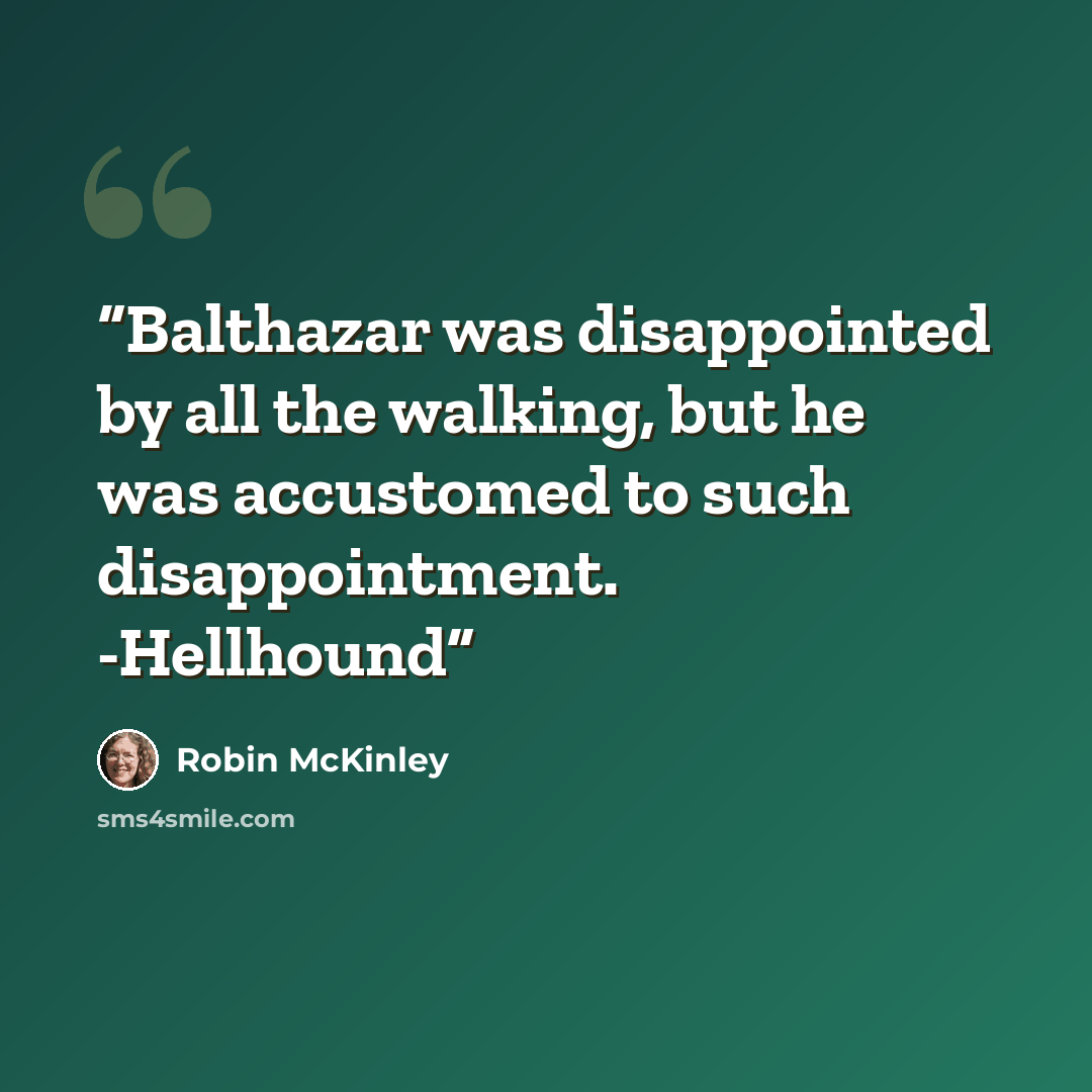 “Balthazar was disappointed by all the walking, but he was accustomed to such disappointment. -Hellhound” quote by Robin McKinley