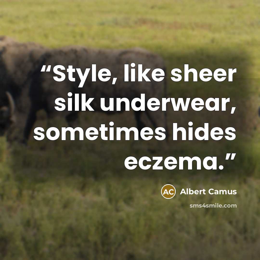 “Style, like sheer silk underwear, sometimes hides eczema.” quote by Albert Camus