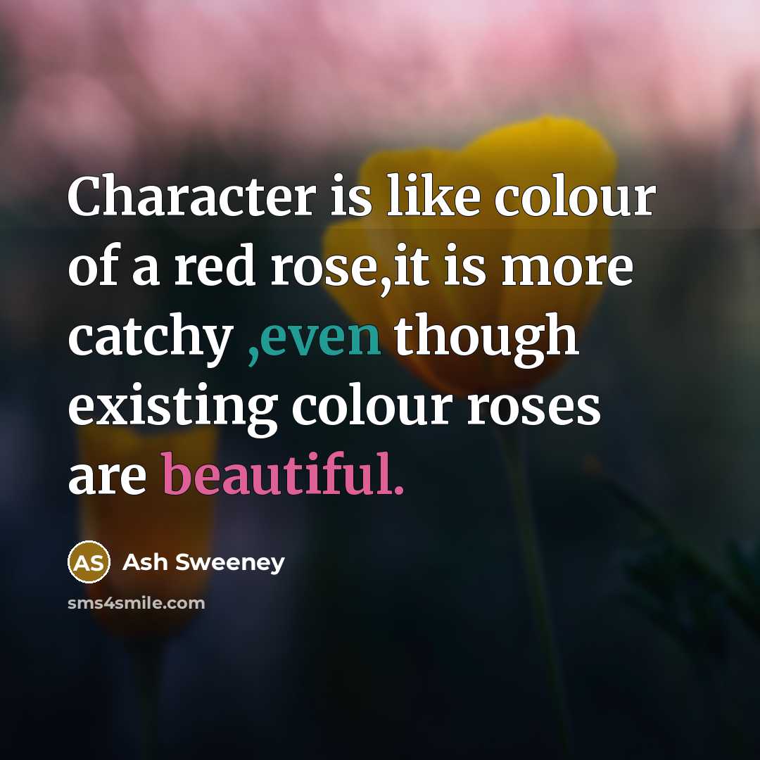“Character is like colour of a red rose,it is more catchy ,even though existing colour roses are beautiful.” quote by Ash Sweeney