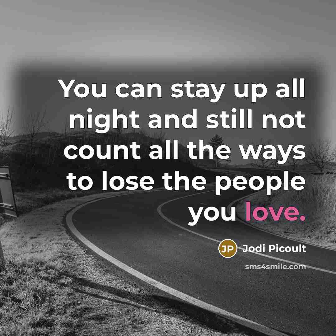 “You can stay up all night and still not count all the ways to lose the people you love.” quote by Jodi Picoult