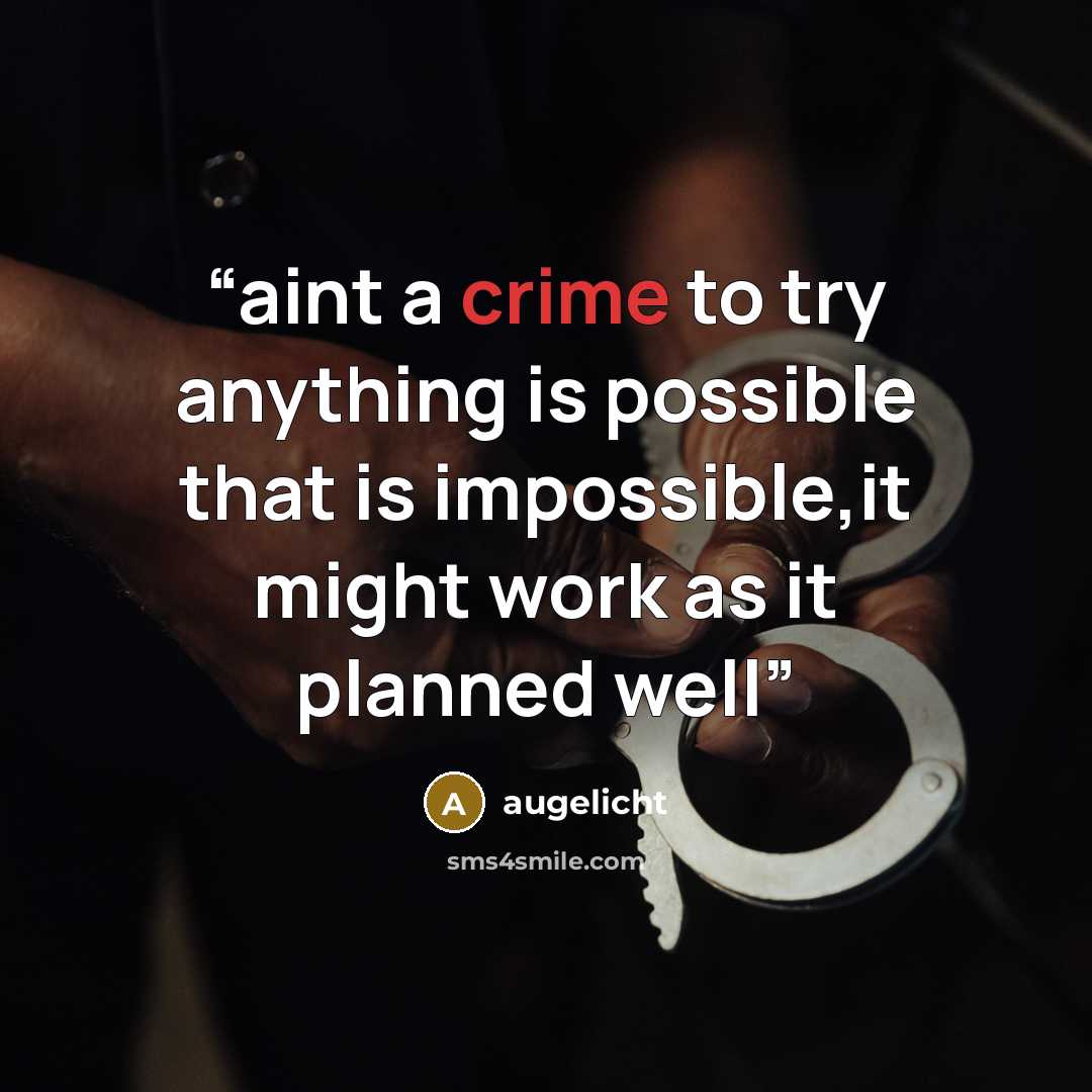 “aint a crime to try anything is possible that is impossible,it might work as it planned well” quote by augelicht