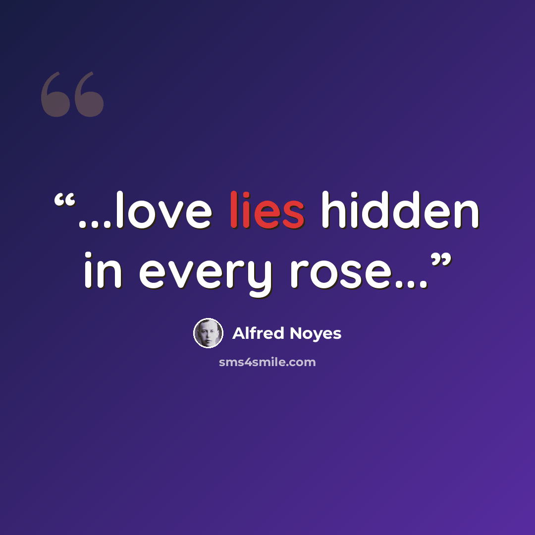 “...love lies hidden in every rose...” quote by alfred noyes