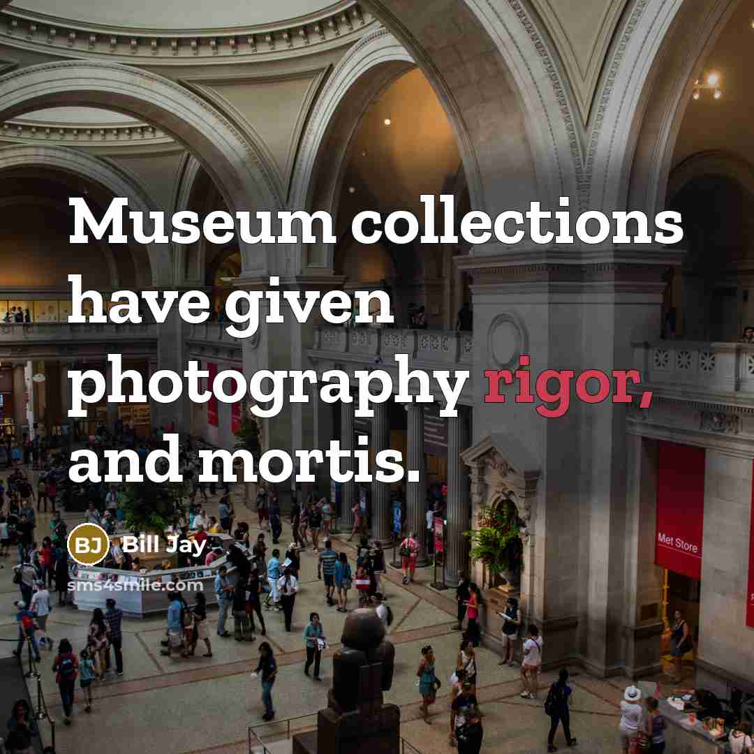 “Museum collections have given photography rigor, and mortis.” quote by Bill Jay