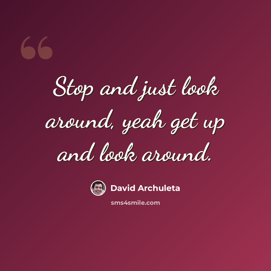 “Stop and just look around, yeah get up and look around.” quote by David Archuleta