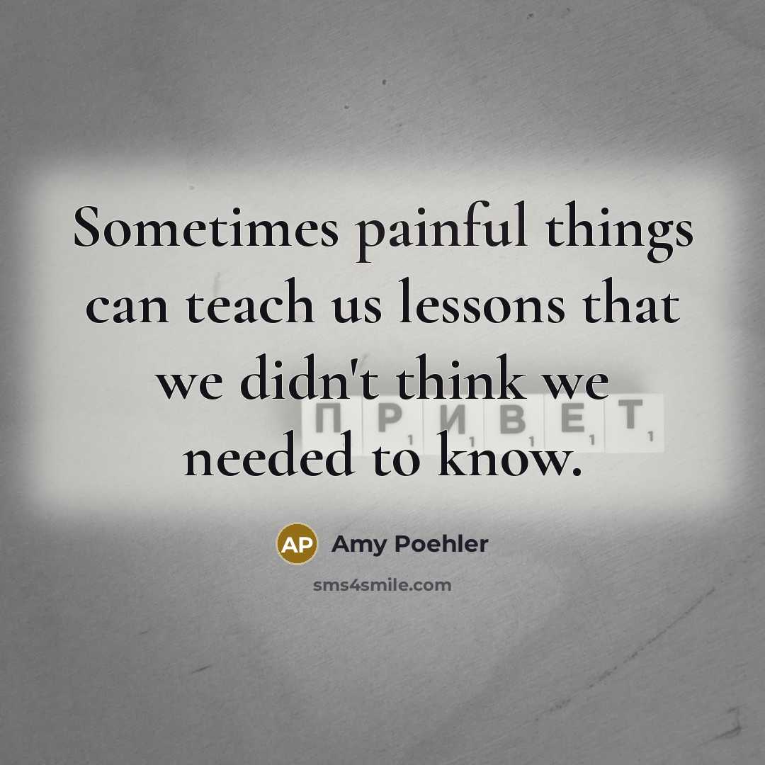 “Sometimes painful things can teach us lessons that we didn't think we needed to know.” quote by Amy Poehler