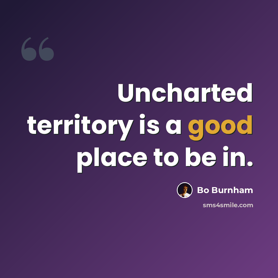 “Uncharted territory is a good place to be in.” quote by Bo Burnham