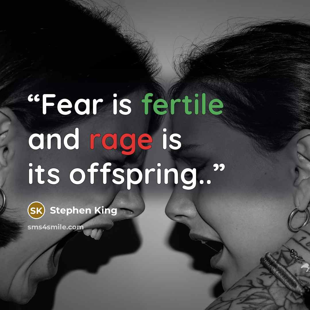 “Fear is fertile and rage is its offspring..” quote by Stephen King
