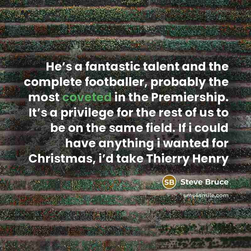 “He’s a fantastic talent and the complete footballer, probably the most coveted in the Premiership. It’s a privilege for the rest of us to be on the same field. If i could have anything i wanted for Christmas, i’d take Thierry Henry” quote by Steve Bruce