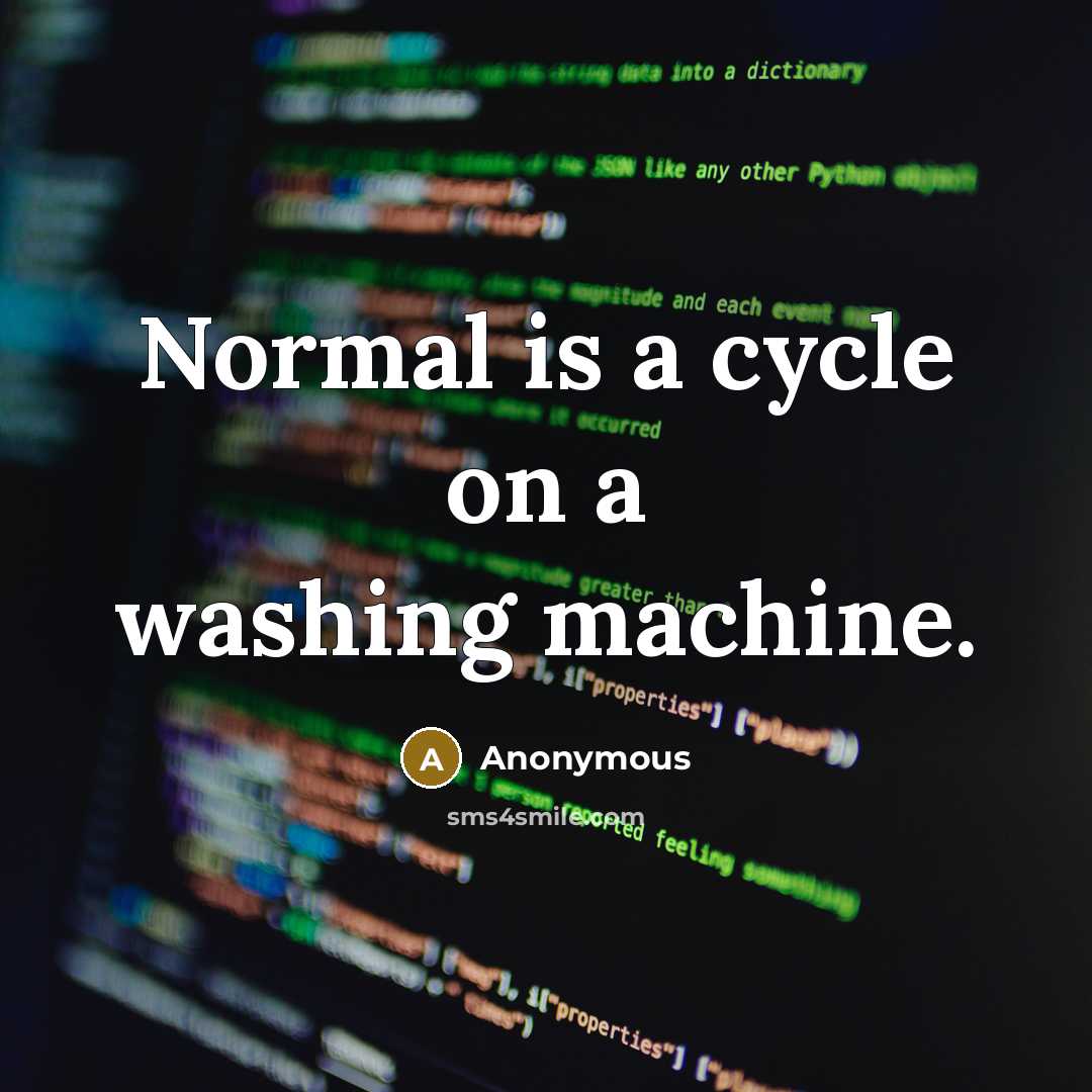 “Normal is a cycle on a washing machine.” quote by Anonymous