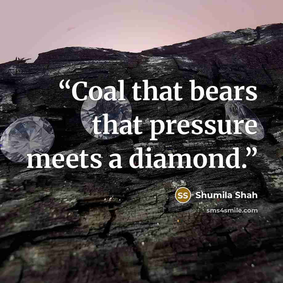 “Coal that bears that pressure meets a diamond.” quote by Shumila Shah