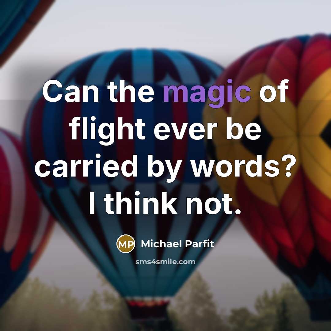 “Can the magic of flight ever be carried by words? I think not.” quote by Michael Parfit