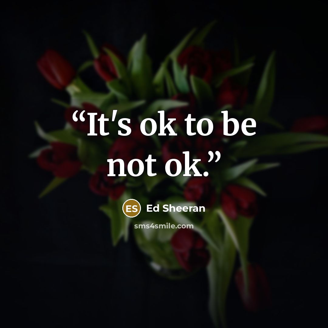 “It's ok to be not ok.” quote by Ed Sheeran