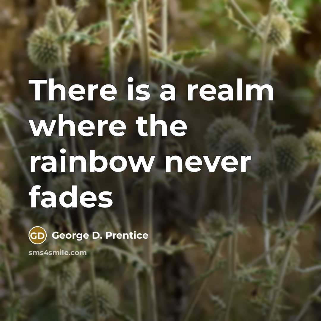“There is a realm where the rainbow never fades” quote by George D. Prentice