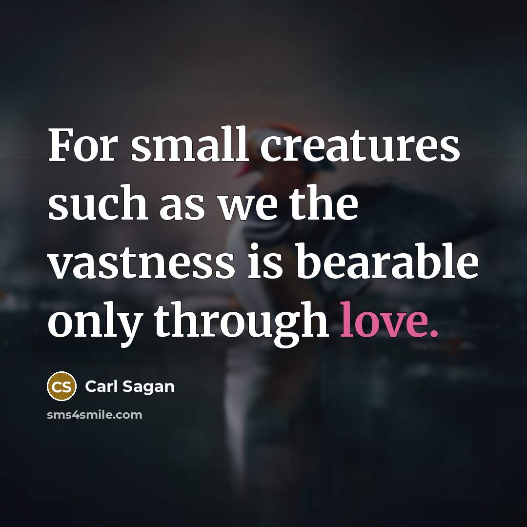“For small creatures such as we the vastness is bearable only through love.” quote by Carl Sagan