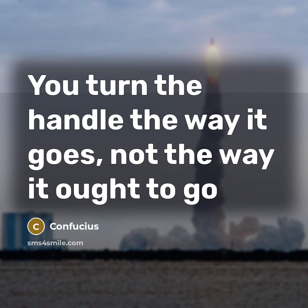 “You turn the handle the way it goes, not the way it ought to go” quote by Confucius