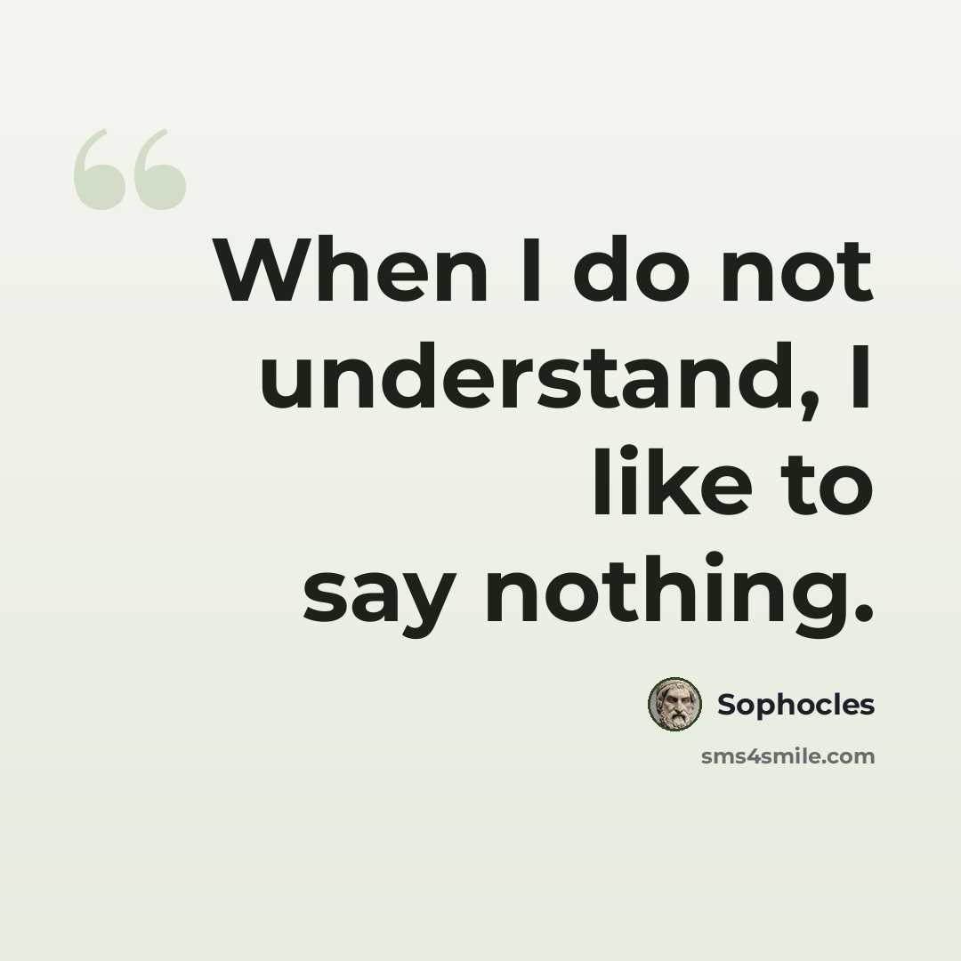 “When I do not understand, I like to say nothing.” quote by Sophocles