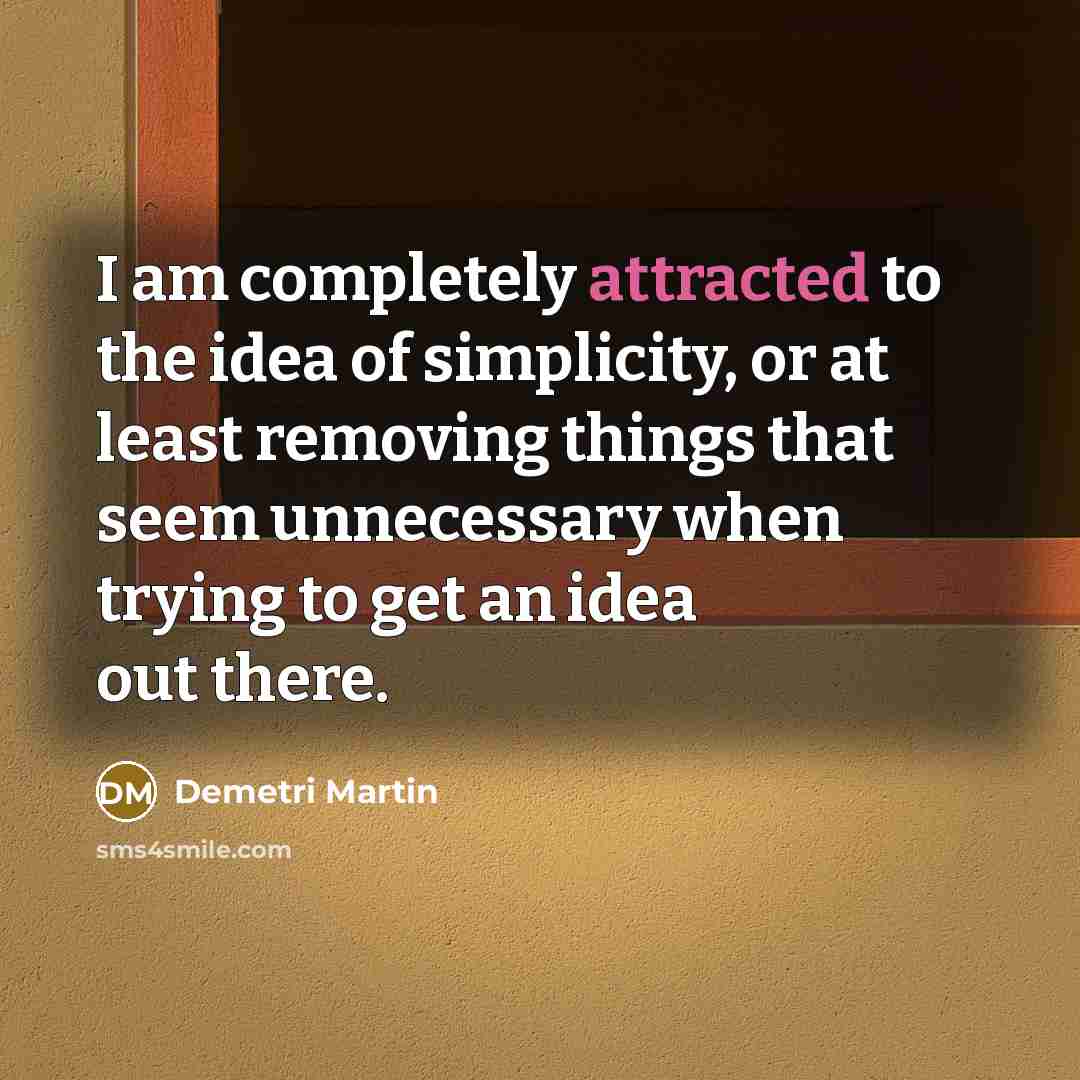 “I am completely attracted to the idea of simplicity, or at least removing things that seem unnecessary when trying to get an idea out there.” quote by Demetri Martin