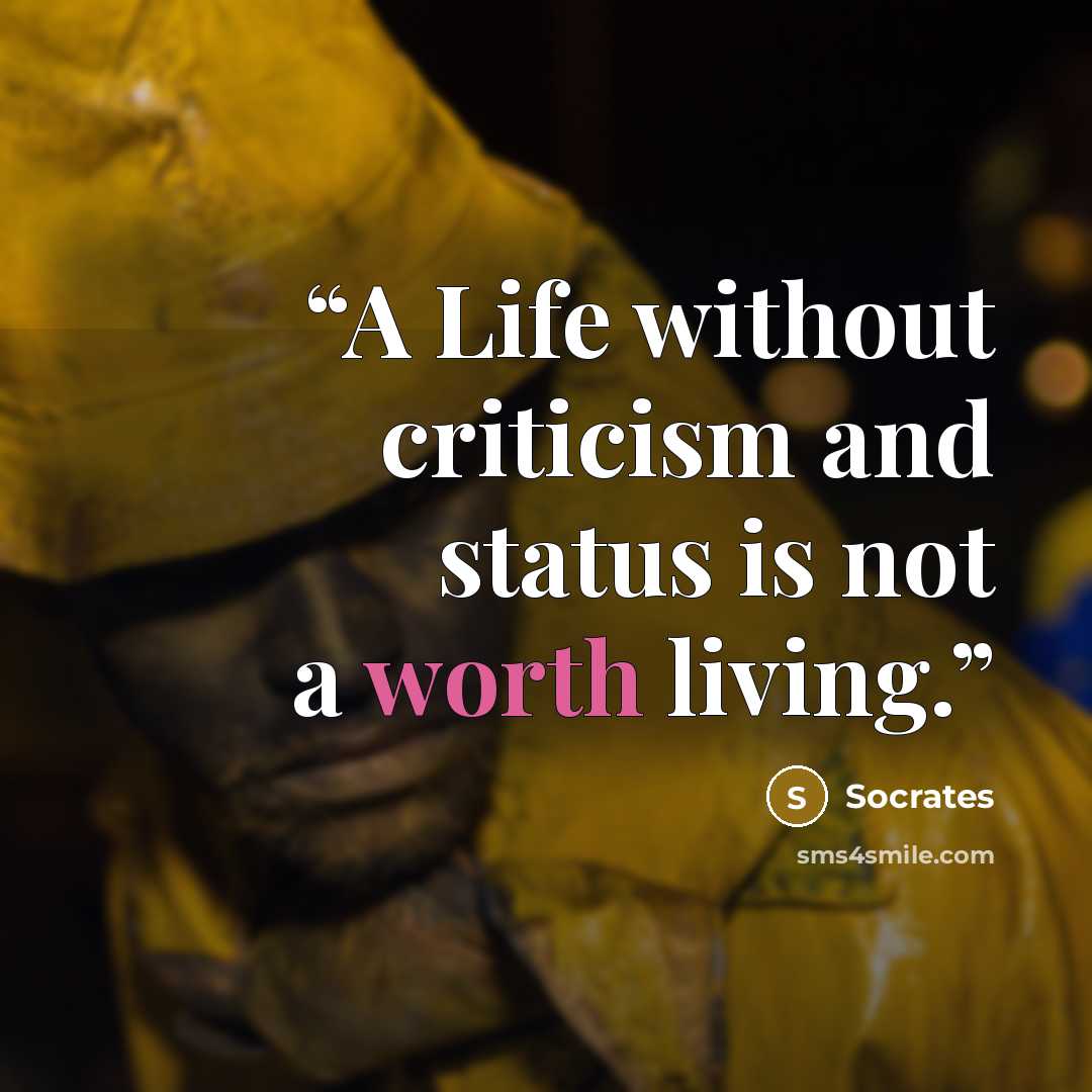 “A Life without criticism and status is not a worth living.” quote by Socrates