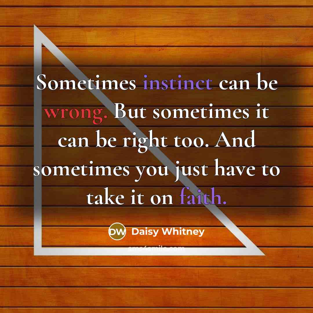 “Sometimes instinct can be wrong. But sometimes it can be right too. And sometimes you just have to take it on faith.” quote by Daisy Whitney