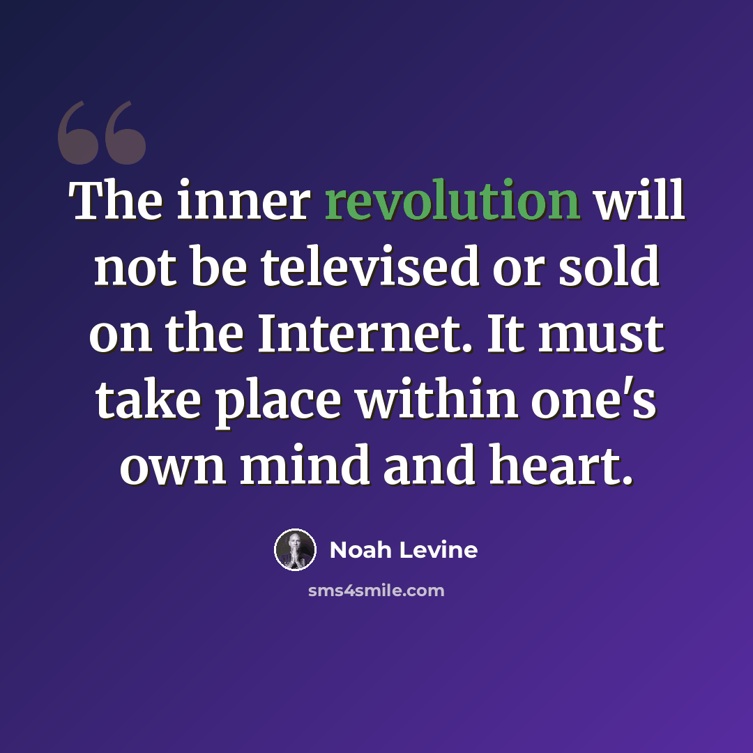 “The inner revolution will not be televised or sold on the Internet. It must take place within one's own mind and heart.” quote by Noah Levine
