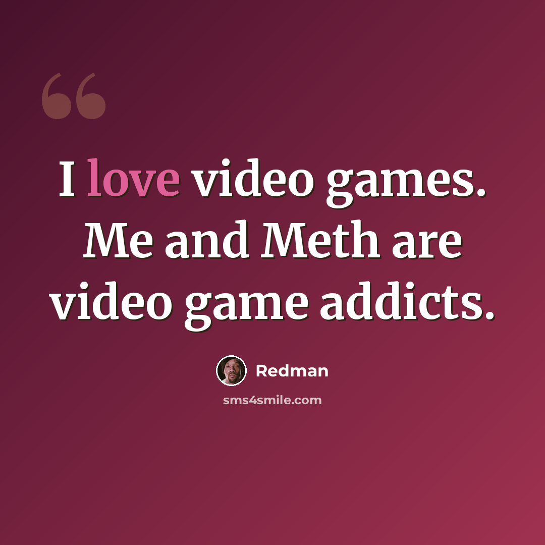 “I love video games. Me and Meth are video game addicts.” quote by Redman