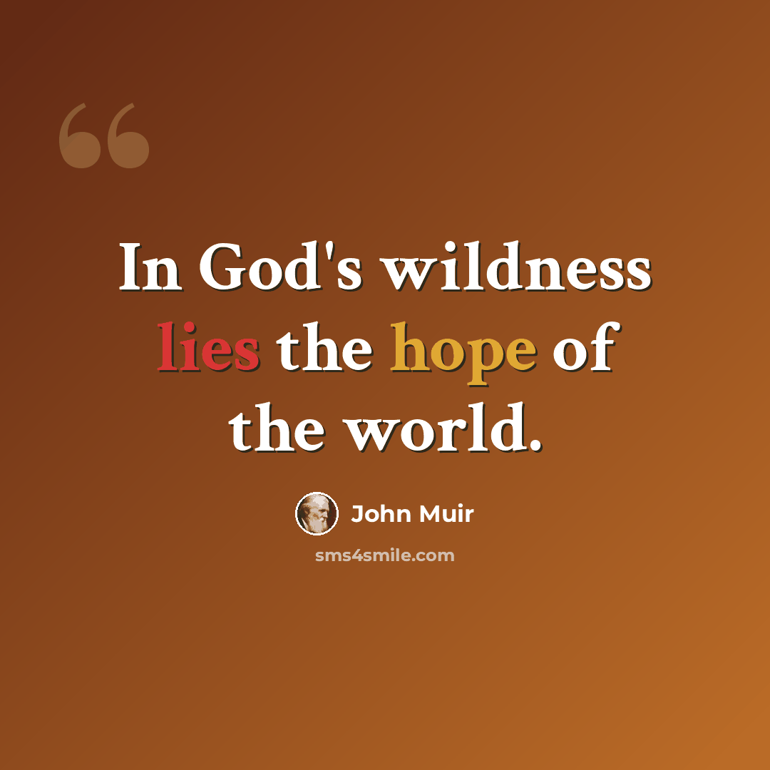 “In God's wildness lies the hope of the world.” quote by John Muir